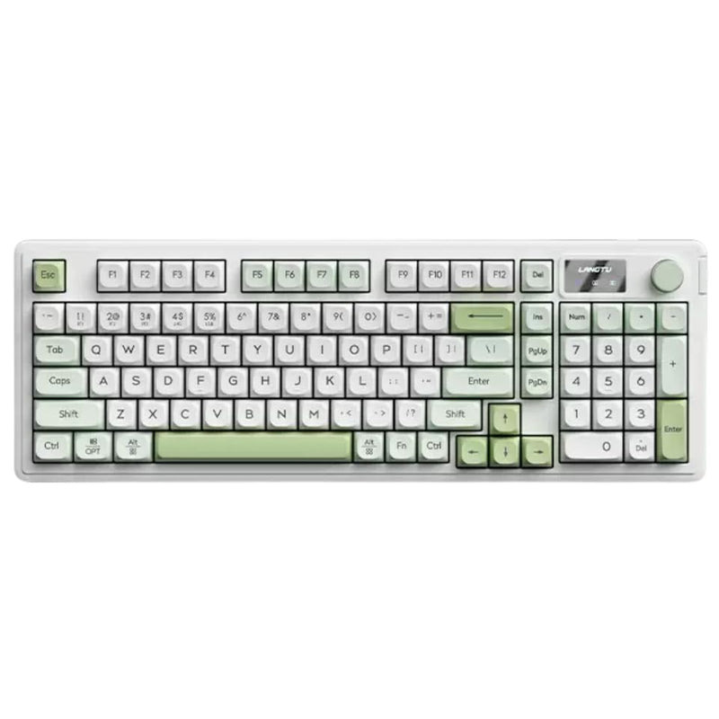 Cmokifuly L98 Membrane Keyboard,Tri-mode Keyboard RGB Backlit Screen+Rotary Knob,Gasket-mounted Gaming Keyboard (Green)