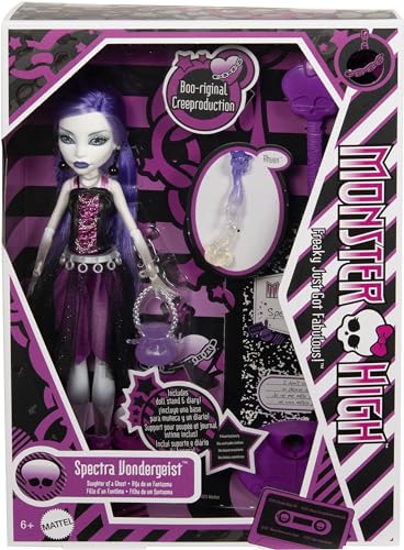 Monster High Booriginal Creeproduction Doll, Spectra Vondergeist Collectible Reproduction with Doll Stand, Diary, and Pet Ferret Rhuen