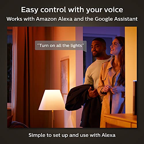 Philips Hue New White and Colour Ambiance Smart Light Bulb 4 Pack 60W - 800 Lumen [E27 Edison Screw] with Bluetooth. Works with Alexa, Google Assistant and Apple Homekit