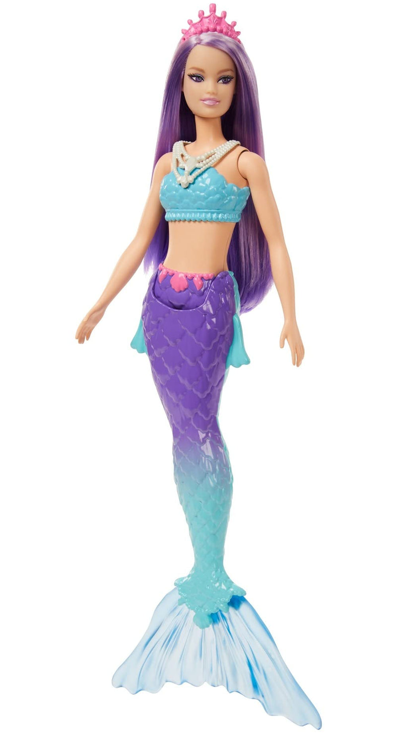 Barbie Dreamtopia Mermaid Doll (Purple Hair) With Blue & Purple Ombre Mermaid Tail and Tiara, Toy for Kids Ages 3 Years Old and Up, HGR10