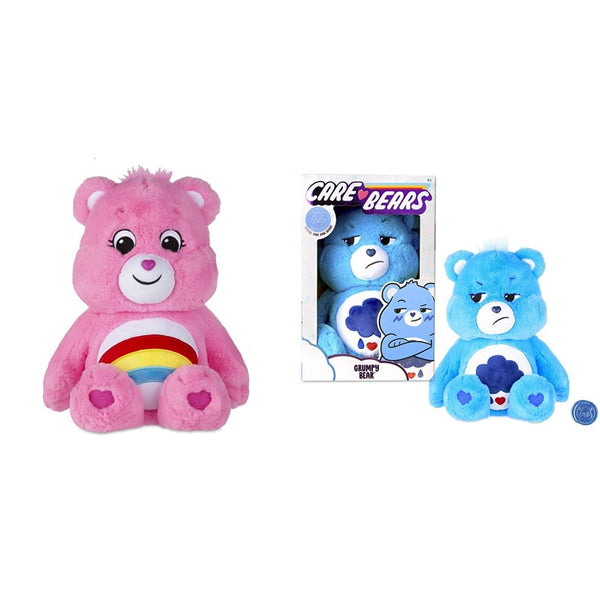 Care Bears 22061 14 Inch Medium Plush Cheer Bear, Collectable Cute Plush Toy & 22062 Plush Grumpy Bear, Collectable Cute Plush Toy,Cute Teddies