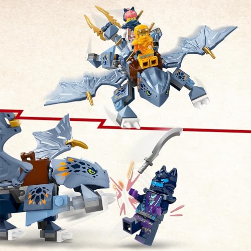 LEGO NINJAGO Young Dragon Riyu Toy, Dragons Rising Playset for 6 Plus Year Old Boys, Girls & Kids, Includes 3 Ninja Character Minifigures with Sword Accessories for Independent Play, Gift Idea 71810