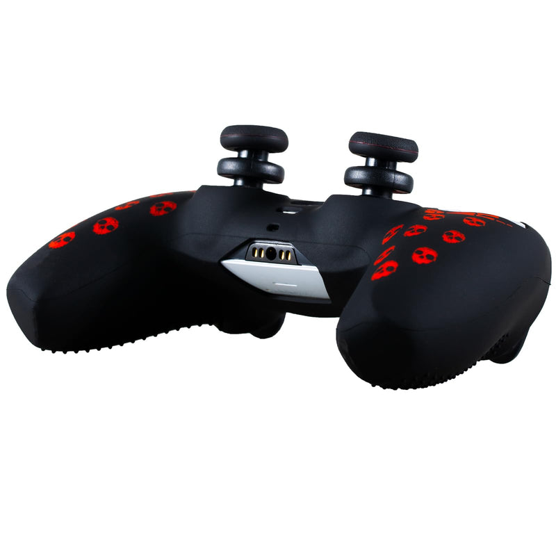 PlayRealm Silicone Skin Cover& Sticler x 1 & No Falling off Thumbstick x 2 for PS5 Controller (Ghost Red)