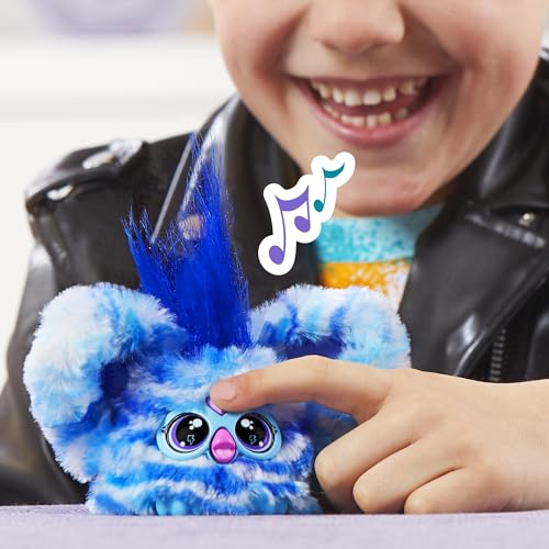 Furby Furblets Ooh-Koo Mini Friend, 45+ Sounds, Rock Music & Furbish Phrases, Electronic Plush Toys for Girls & Boys 6 Years & Up, Easter Gifts, Blue & White