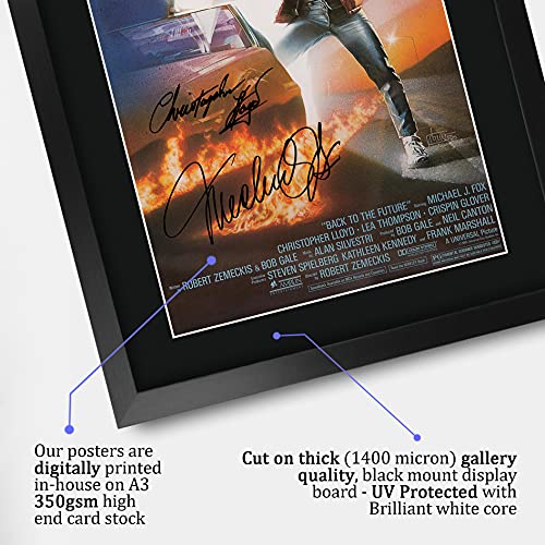 HWC Trading A3 FR Back to the Future Movie Poster Cast Signed Gift FRAMED A3 Printed Autograph Christopher Lloyd Michael J Fox Gifts Print Photo Picture Display