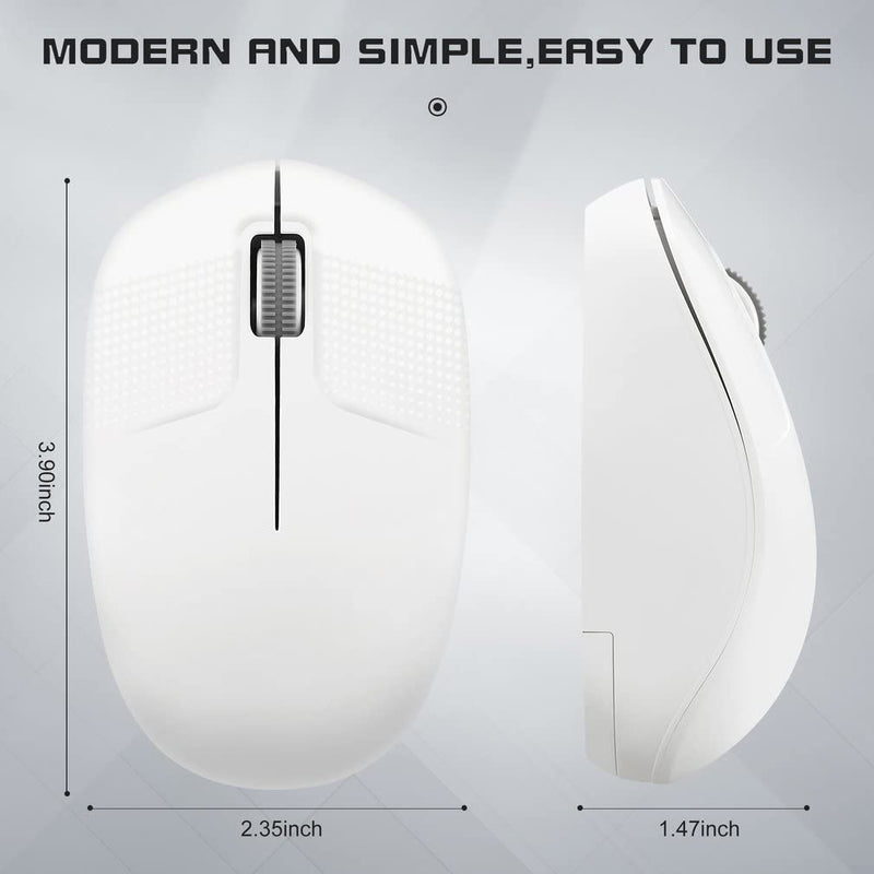 bestyks Wireless Mouse, 2.4G Computer Mouse with USB Receiver, Low Noise Ergonomic Design Cordless Mouse，Noiseless Portable Lightweight Mouse, Wireless Mouse for Laptop, PC and Tablet (White)