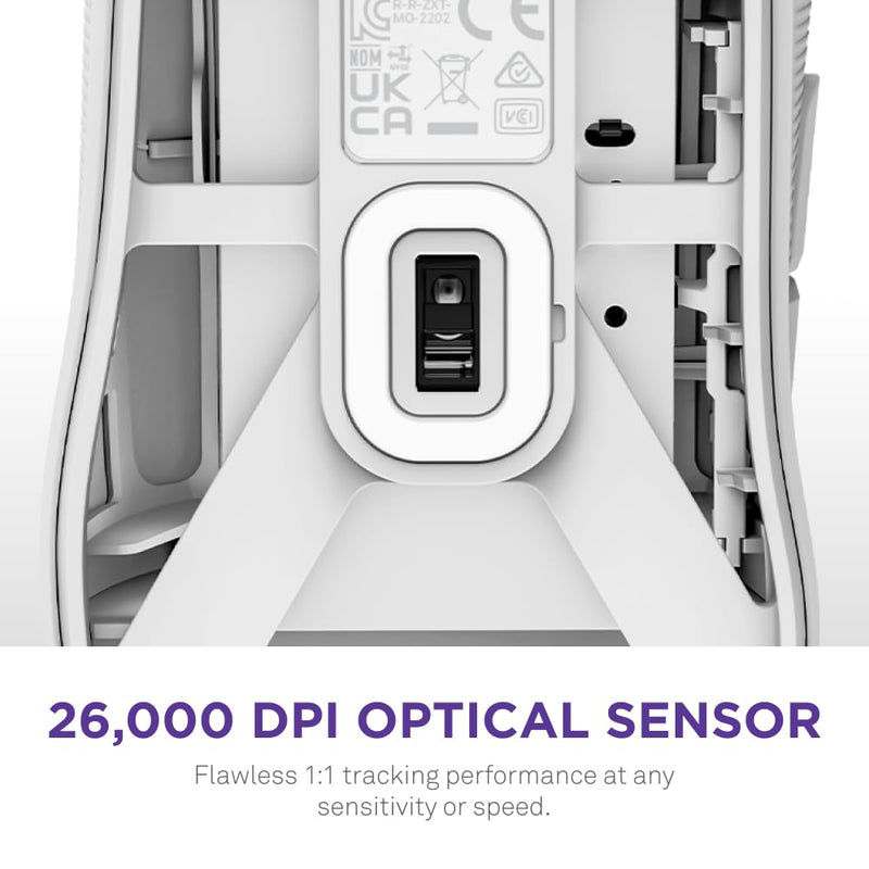 NZXT Lift 2 Ergo | Lightweight Ergonomic Wired Gaming Mouse | Lightweight 61 g Design | 8K Polling Rate | Optical Switches | 26K DPI Optical Sensor | 100% PTFE Feet | White