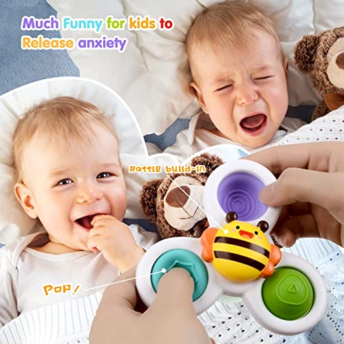 AIUOKYA Suction Cup Spinner Toys, Simple Dimple Suction Toy with Silicone Bubbles Kids for Bath and Window, Baby Toys for 1+ Years Old