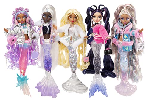 Mermaze Mermaidz Winter Waves - NERA - Includes Mermaid Fashion Doll, Colour Change Fin, Glitter-Filled Tail, and Accessories - For Kids and Collectors Ages 4+,Pink,purple