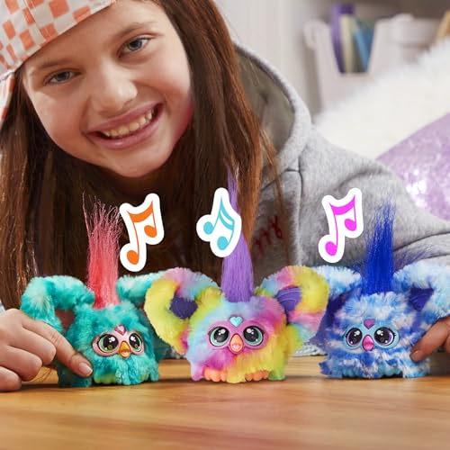 Furby Furblets Ooh-Koo Mini Friend, 45+ Sounds, Rock Music & Furbish Phrases, Electronic Plush Toys for Girls & Boys 6 Years & Up, Easter Gifts, Blue & White