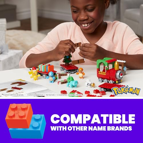 MEGA Pokémon Action Figure Building Toys, Holiday Train with 373 Pieces, 4 Poseable Characters, Gift Idea for Kids, HHP69