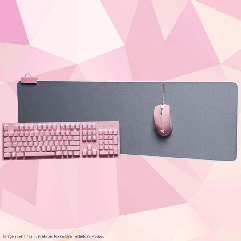 Razer Goliathus Extended Chroma - Soft Extended Gaming Mouse Mat with Razer Chroma RGB Lighting (Cable Holder, Fabric Surface, Quilted Edge, Optimized for all Mice) Quartz Pink