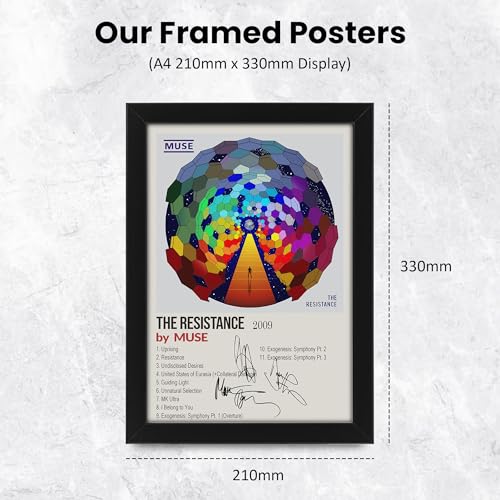 Muse The Resistance Signed Poster Print- Limited Edition Autograph Fan Gift – Collectible Memorabilia Merchandise (Framed A3 (30x40cm))