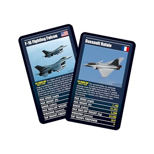 Top Trumps Ultimate Military Jets Classics Card Game, learn facts about the Dassault Rafale and the E-3 Sentry in this educational packed game, 2 plus players makes a great gift for ages 6 plus