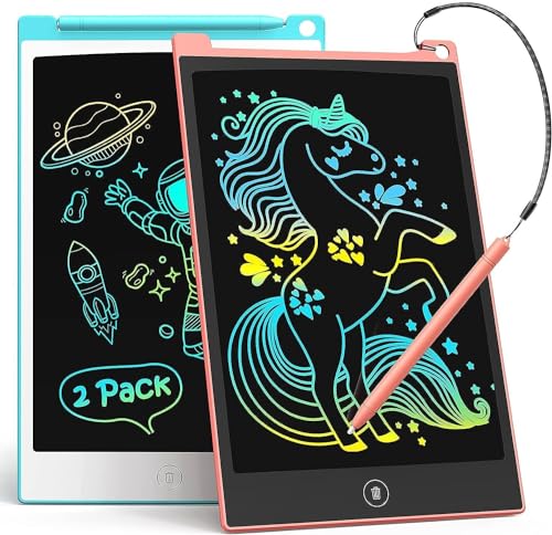 TECJOE 2 Pack LCD Writing Tablet, 8.5 Inch Colorful Writing Board Drawing Tablet for Kids, Erasable Reusable Writing Drawing Pad, Learning Toys for 3 4 5 6 Years Old Boys Girls Toddlers