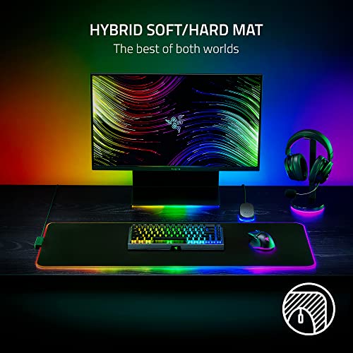 Razer Strider Chroma - Hybrid Gaming Mouse Mat with Razer Chroma RGB (Hybrid Soft/Hard Mat, 19 Chroma RGB Lighting Zones, Anti-slip Base, Seamless Edges) L | Black