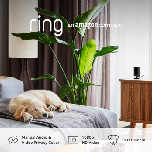 Certified Refurbished Ring Indoor Camera (2nd Gen) by Amazon|Plug-In Pet Security Camera|1080p HD, Two-Way Talk, Wifi, Privacy Cover, DIY| alternative to CCTV system| 30-day free trial of Ring Protect