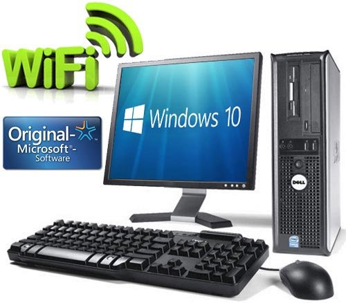 WiFi enabled Complete set of Dell OptiPlex Dual Core 4GB RAM, 160 GB Hard Drive, Windows 10 Desktop PC Computer (Renewed)