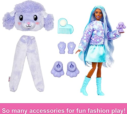 Barbie Cutie Reveal Doll & Accessories, Poodle Plush Costume & 10 Surprises Including Color Change, “Star” Cozy Cute Tees, HKR05