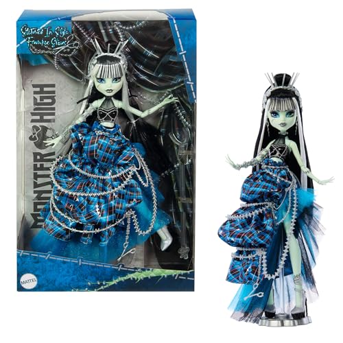 Monster High Frankie Stein Doll with Original Sculpt, Stitched in Style Collector Doll with Deconstructed Gown and Sewing-Inspired Accessories, HRL66