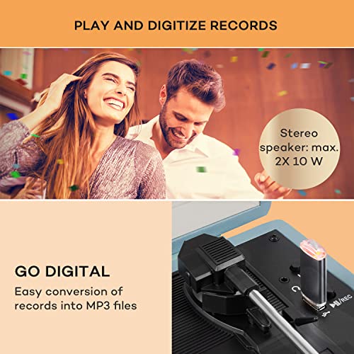 Auna Vinyl Record Player, Vinyl Records Turntable Record Players for Vinyl with Speakers, Home Audio Record Players, Retro Vintage Bluetooth Turntable, AUX, Speakers Stereo Systems with Turntable