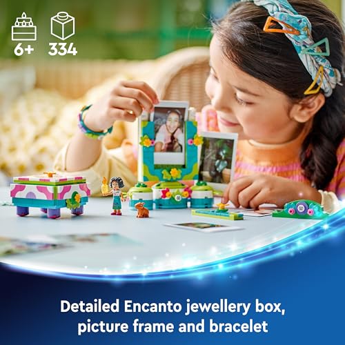 LEGO ǀ Disney Encanto Mirabel’s Photo Frame and Jewellery Box, Buildable Toy for Kids with Wearable Bracelet and Mirabel Madrigal Character Mini-Doll Figure, Gift for Girls and Boys Aged 6 Plus 43239