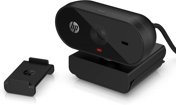 HP PC Webcam 320, 1080p FHD webcam, Compatible with Chrome, Auto Light Corrector, Built-in Microphone, 66 Degree Wide Angle Field of View, Support with 360 Degree Swivel Clip, Black