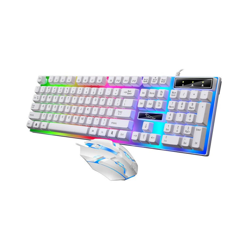 Creative Mind Gaming Keyboard and Mouse and Mouse pad and Gaming Headset, Wired LED RGB Backlight Bundle for PC Gamers Users - 4 in 1 Gift Box Edition Hornet (Gaming Keyboard & Mouse White)