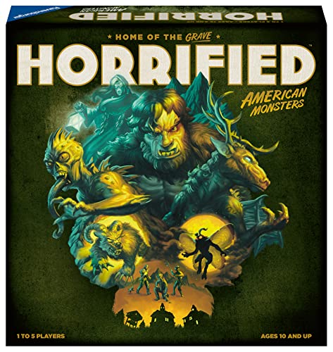 Ravensburger Horrified: American Monsters Strategy Board Game Kids and Adults Age 10 Years Up - 1 to 5 Players, Black