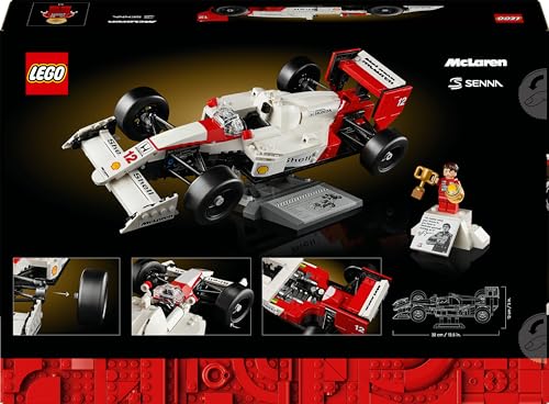 LEGO Icons McLaren MP4/4 & Ayrton Senna Vehicle Set, F1 Race Car Model kit for Adults to Build with Race Driver Minifigure, Home and Office Décor, Birthday Gifts for Men, Women, Him or Her 10330