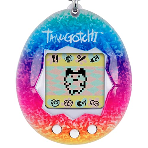 Bandai Tamagotchi Original Rainbow Shell | Tamagotchi Original Cyber Pet 90s Adults and Kids Toy with Chain | Retro Virtual Pets are Great Boys and Girls Toys or Gifts for Ages 8+