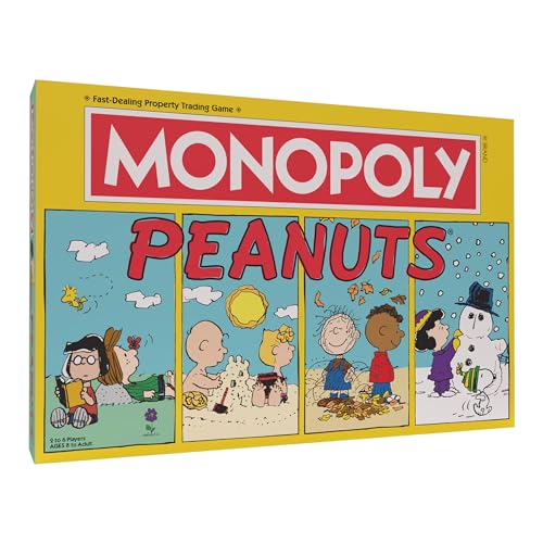 USAOPOLY Monopoly Peanuts | Play as Snoopy on Sled, Baseball Cap, Kite Eating Tree & More Officially Licensed and Collectible Game Based The Famous Comic Strip, Yellow