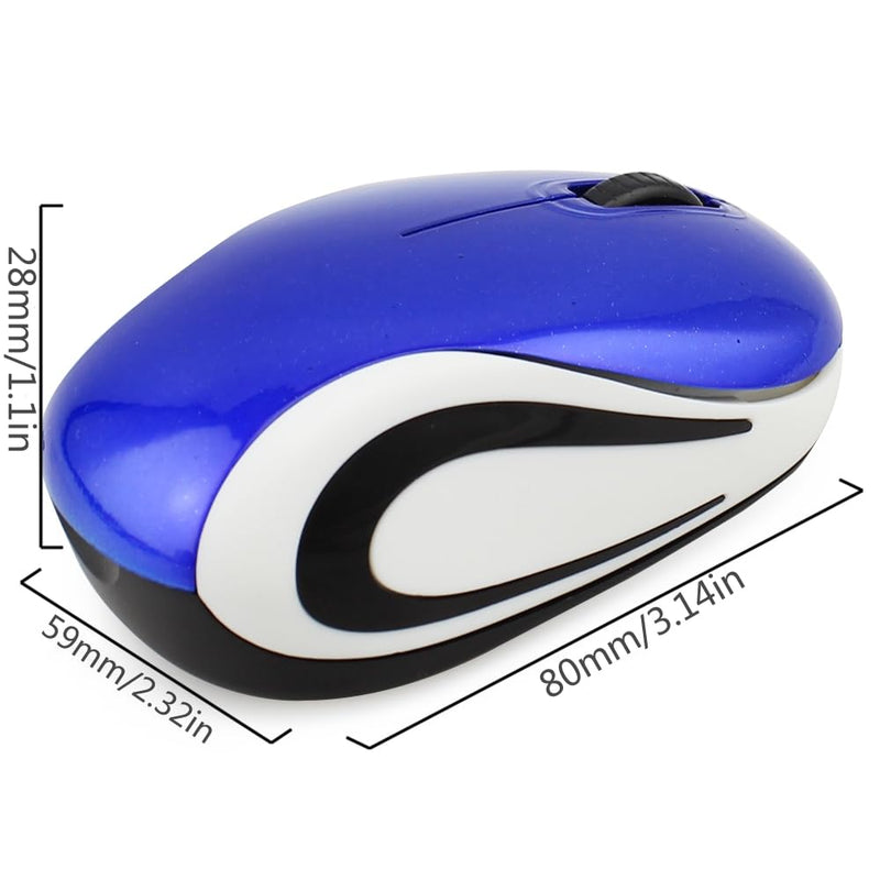 KeautFair Mini Wireless USB Mouse Portable Tiny Small Cordless Mice Ergonomic Design 2.4GHz 1000DPI for Kids Children Small Hands for Travel Business Trips for Windows/iOS/Android Laptop PC(Dark Blue)