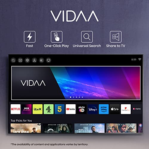 Hisense 43 Inch VIDAA Smart TV 43A6KTUK - Dolby Vision, Pixel Tuning, Voice Remote, Share to TV, and Youtube, Freeview Play, Netflix and Disney (2023 New Model), Black