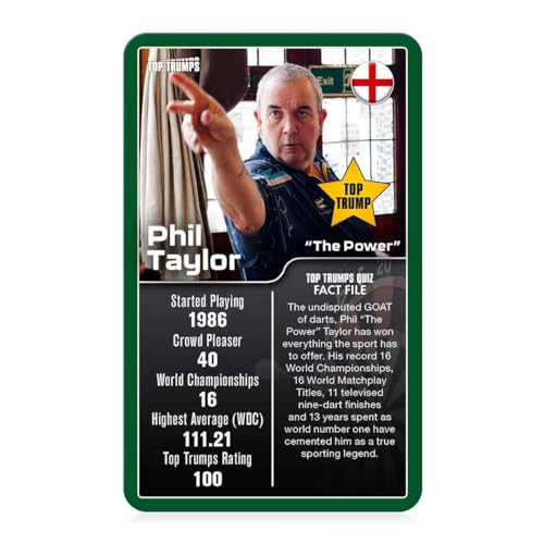 Top Trumps Top 30 Darts Greats Classic Card Game, Play with Phil Taylor and Luke Littler, Educational pack that makes a great gift, for ages 6 plus