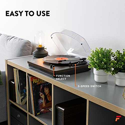 Fenton RP168DW Bluetooth Vinyl Record Player with Built-in Speakers, USB to MP3 Conversion