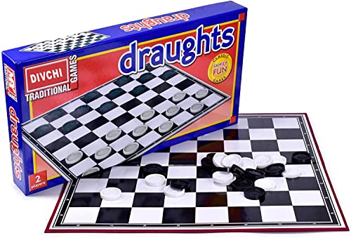 DIVCHI Draughts Game - Traditional Checkers Board Game for Children and Adults