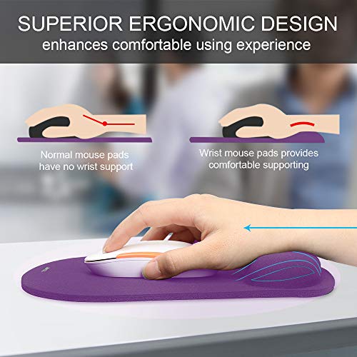 TECKNET Office Mouse Pad, Mouse Pad Gel With Wrist Support, Anti-Slip Mice Mat Comfort Rubber Base For Laptop PC
