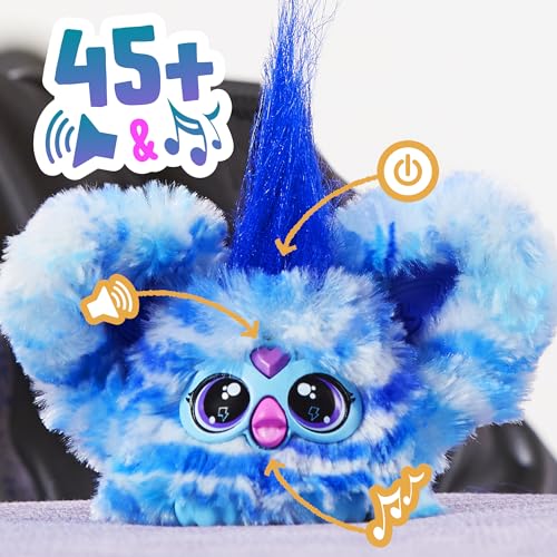 Furby Furblets Ooh-Koo Mini Friend, 45+ Sounds, Rock Music & Furbish Phrases, Electronic Plush Toys for Girls & Boys 6 Years & Up, Easter Gifts, Blue & White