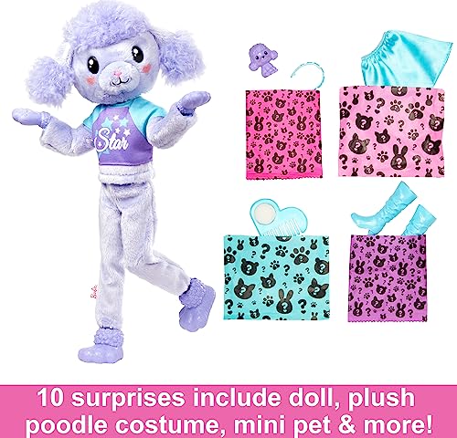 Barbie Cutie Reveal Doll & Accessories, Poodle Plush Costume & 10 Surprises Including Color Change, “Star” Cozy Cute Tees, HKR05