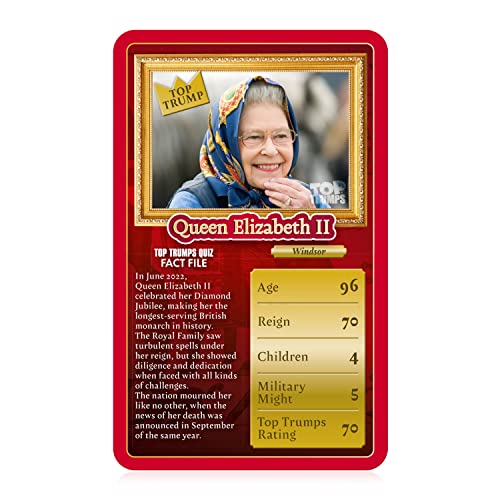 Top Trumps Kings and Queens Classics Card Game English Edition, discover facts on 30 of your favourite Kings and Queens including Queen Elizabeth II and Charles I, family game for 2+ players aged 8+