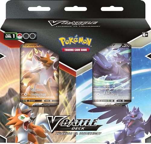 Pokèmon TCG: V Battle Deck Bundle - Lycanroc vs. Corviknight (2 x 60 Card Ready to Play Decks & extra cards), Multicolor (290-80957)