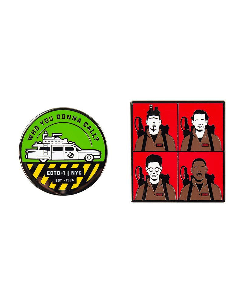 Pin Kings Official Ghostbusters Who You Gonna Call Collectible Metal Enamel Pin Badges - Set of Two Enamel Pins on a Backing Card - Official Merchandise