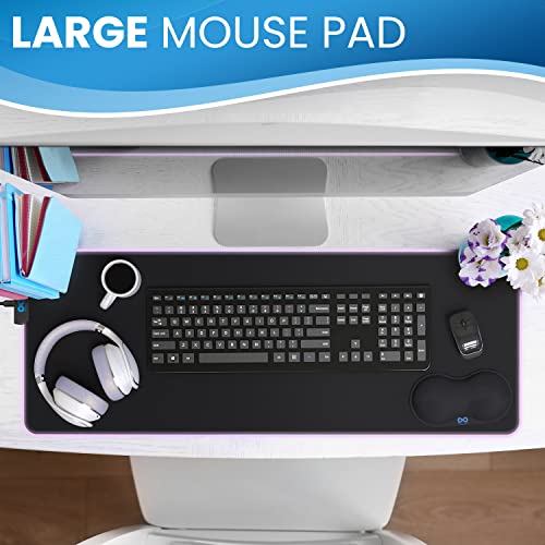 Everlasting Comfort Large Gaming Mouse Pad - Extra Long Desk Pad with Mousepad Wrist Rest- 15 Color Modes with 2 Brightness Levels - RGB Mouse Pad for Gamers - XL, Big, Extended LED Light Mat