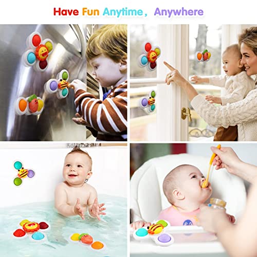 AIUOKYA Suction Cup Spinner Toys, Simple Dimple Suction Toy with Silicone Bubbles Kids for Bath and Window, Baby Toys for 1+ Years Old