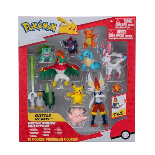 Pokémon Battle Figure 10 Pack - One 4.5-Inch Cinderace Figure plus Three 3-Inch and Six 2-Inch Battle Figures including Pikachu (Amazon Exclusive)