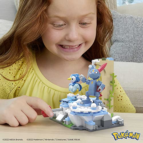 MEGA Pokémon Action Figure Building Toys, Piplup and Sneasel's Snow Day with 171 Pieces and Motion, 2 Poseable Characters, for Kids, HKT20