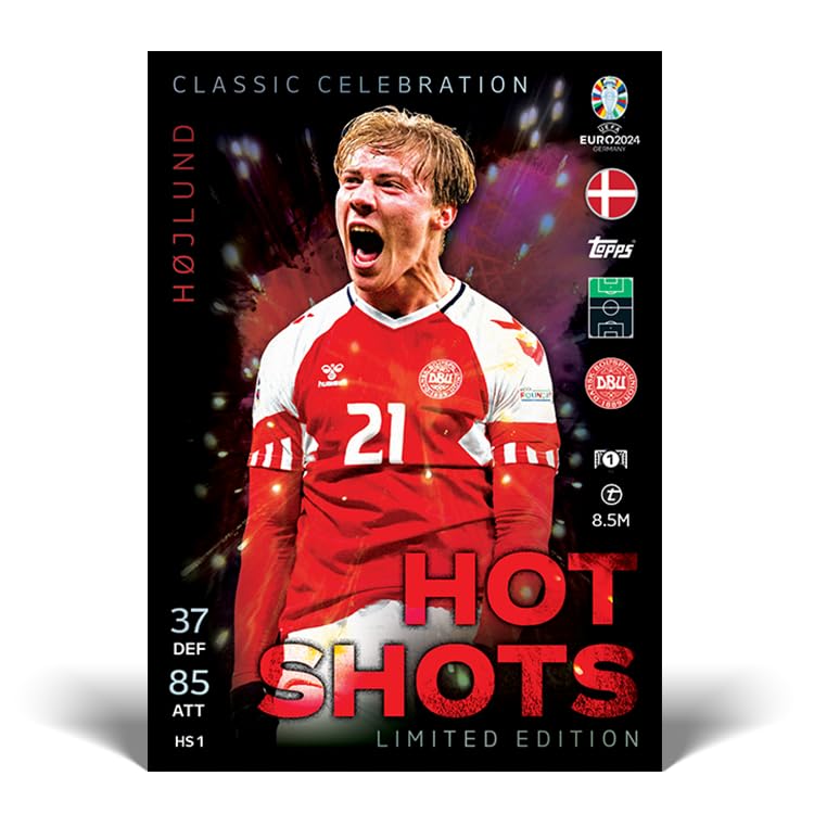 Topps Official Euro 2024 Match Attax - Mega Tin 1 - Hot Shots - contains 44 EURO 2024 Match Attax cards plus 4 exclusive Hot Shots Limited Edition cards!