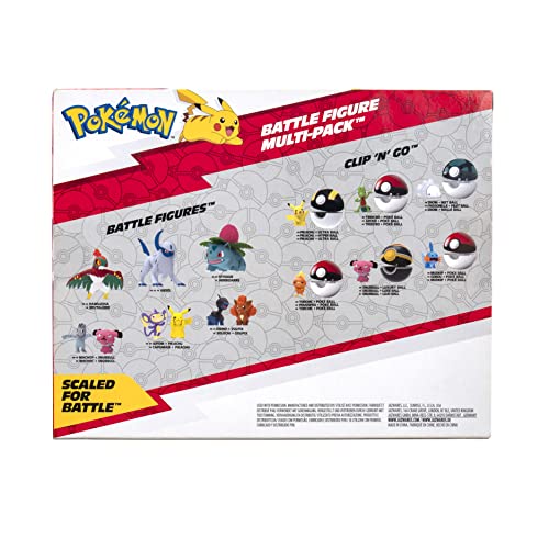 Pokémon Battle Figure 6 Pack-Features 2-Inch Pikachu, Squirtle, Charmander, Bulbasaur, Mimikyu & Toxel-Authentic Details