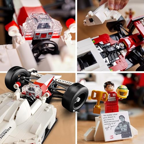 LEGO Icons McLaren MP4/4 & Ayrton Senna Vehicle Set, F1 Race Car Model kit for Adults to Build with Race Driver Minifigure, Home and Office Décor, Birthday Gifts for Men, Women, Him or Her 10330